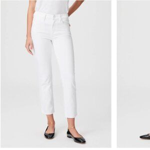 Paige - Cindy Crop Straight Jean - White, High Waist, Raw Hem